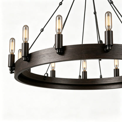 Black Iron Chandelier American Rustic Round Ceiling Light