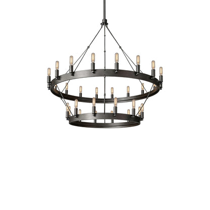 Black Iron Chandelier American Rustic Round Ceiling Light