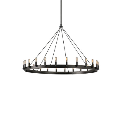 Black Iron Chandelier American Rustic Round Ceiling Light