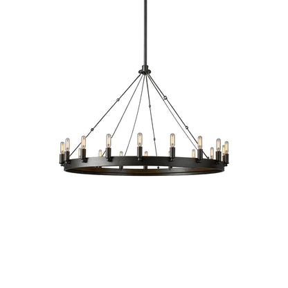 Black Iron Chandelier American Rustic Round Ceiling Light