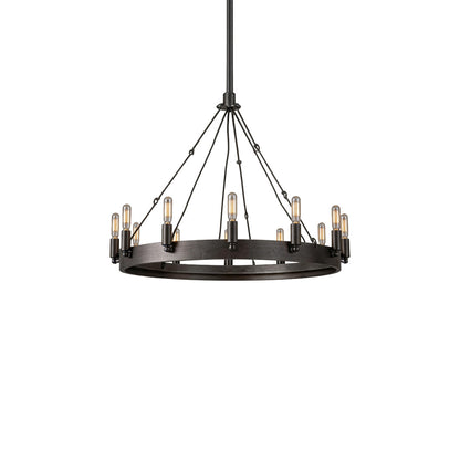 Black Iron Chandelier American Rustic Round Ceiling Light