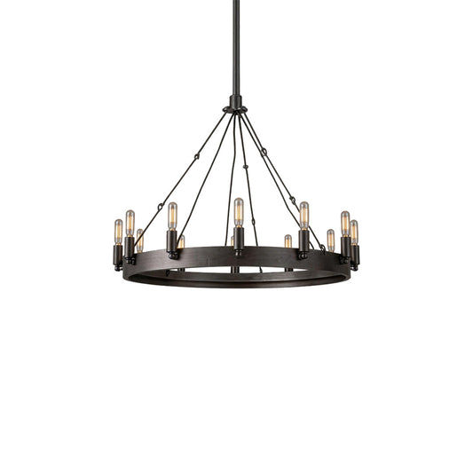 Black Iron Chandelier American Rustic Round Ceiling Light