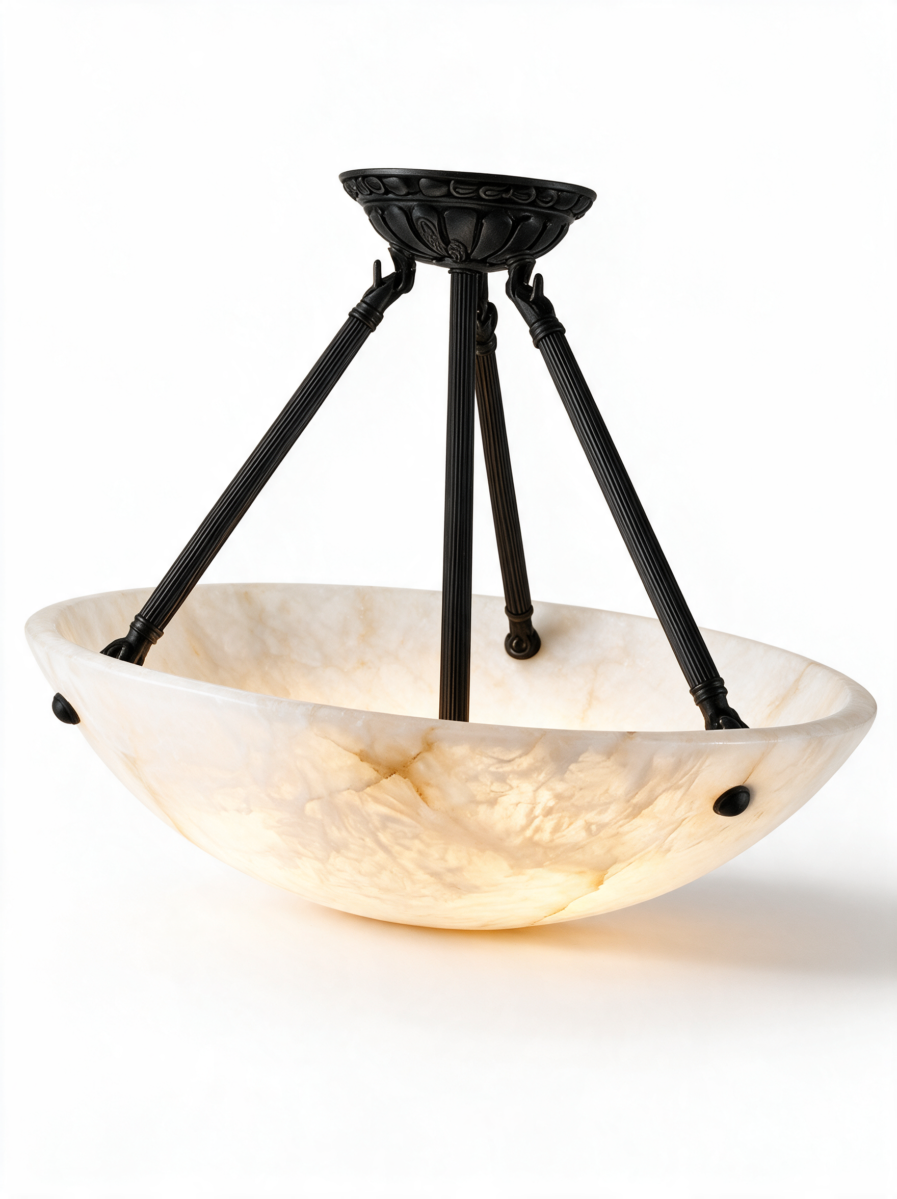 AIR HAVEN Alabaster Bowl Pendant Light Black - White Hero