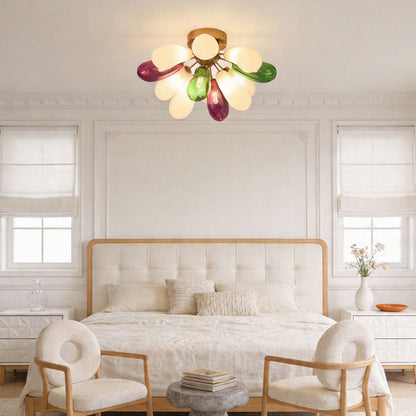 Flush Mount Stained Glass Light Fixtures Artistic Ceiling Light