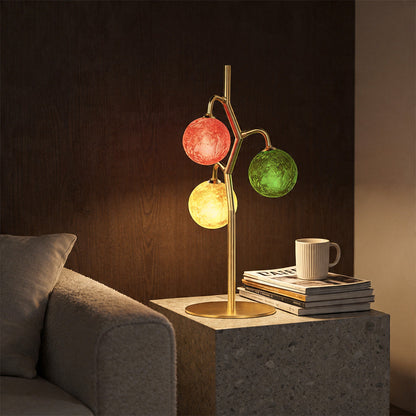 Coloured Glass Table Lamps French Style Three-Head Light