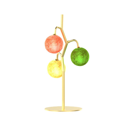 Coloured Glass Table Lamps French Style Three-Head Light
