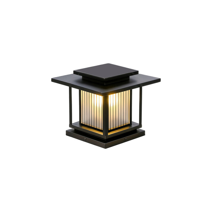 Solar Pillar Light for Driveway & Garden | Hardwire or Solar, 3 Heights, Modern Black