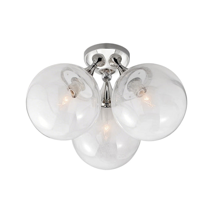 Globe Flush Mount Ceiling Light | Copper & Chrome, Single or 3-Head, Dining Room