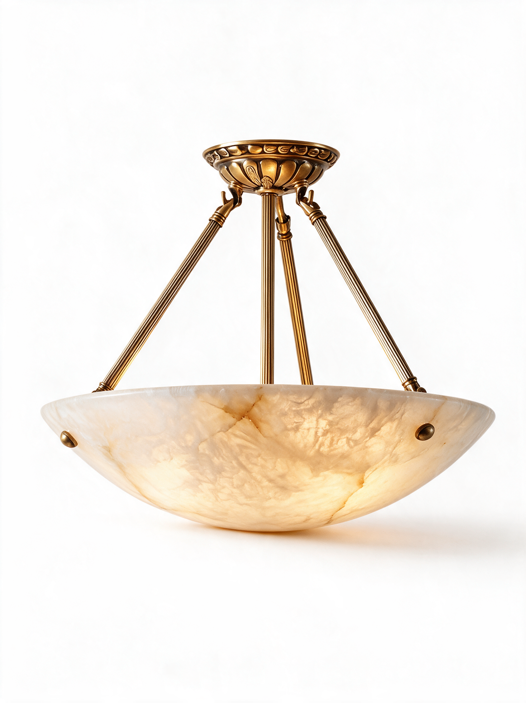 AIR HAVEN Alabaster Bowl Pendant Light Brass - White Hero