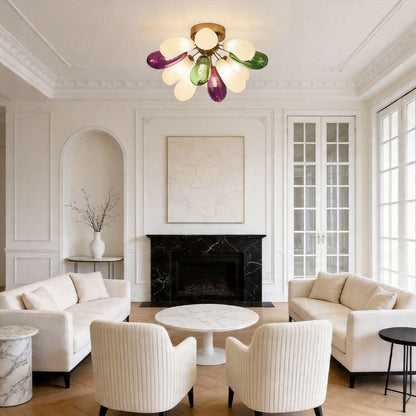 Flush Mount Stained Glass Light Fixtures Artistic Ceiling Light