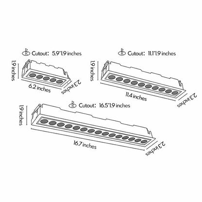 2 PCS LED Ceiling Recessed Spotlights Grille LED Linear Light