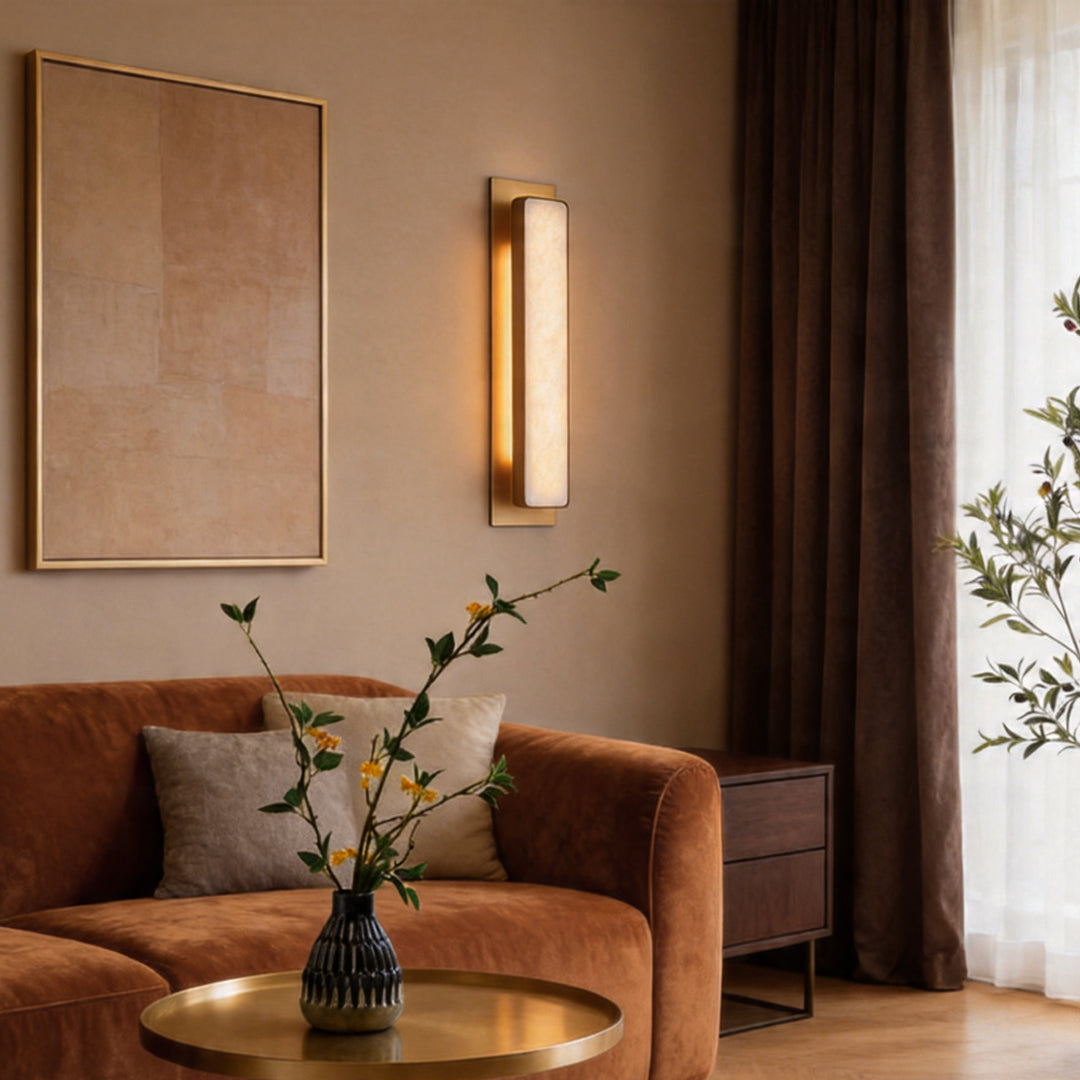 Gold Wall Light Fixtures Brass Natural Marble Luxury Light