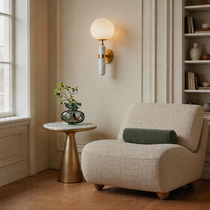 Gold Wall Sconce Lighting Modern Minimalist Marble Brass Lamp