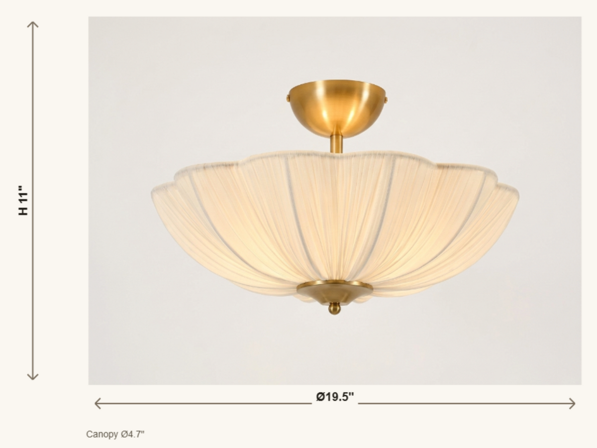 Dimension drawing — Elowen Pleated Flushmount