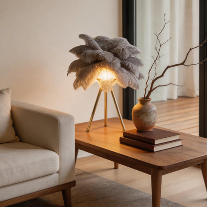 Feather Table Lamp Nordic Decor Tripod Bedside Lighting