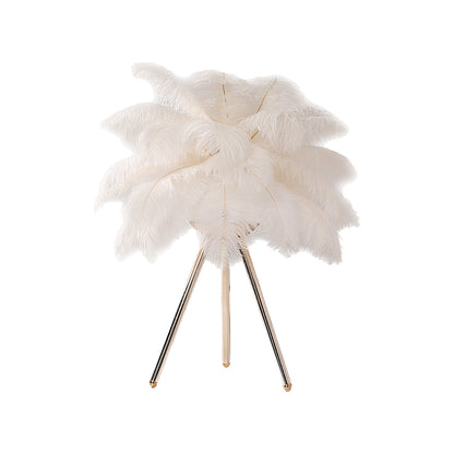 Feather Table Lamp Nordic Decor Tripod Bedside Lighting
