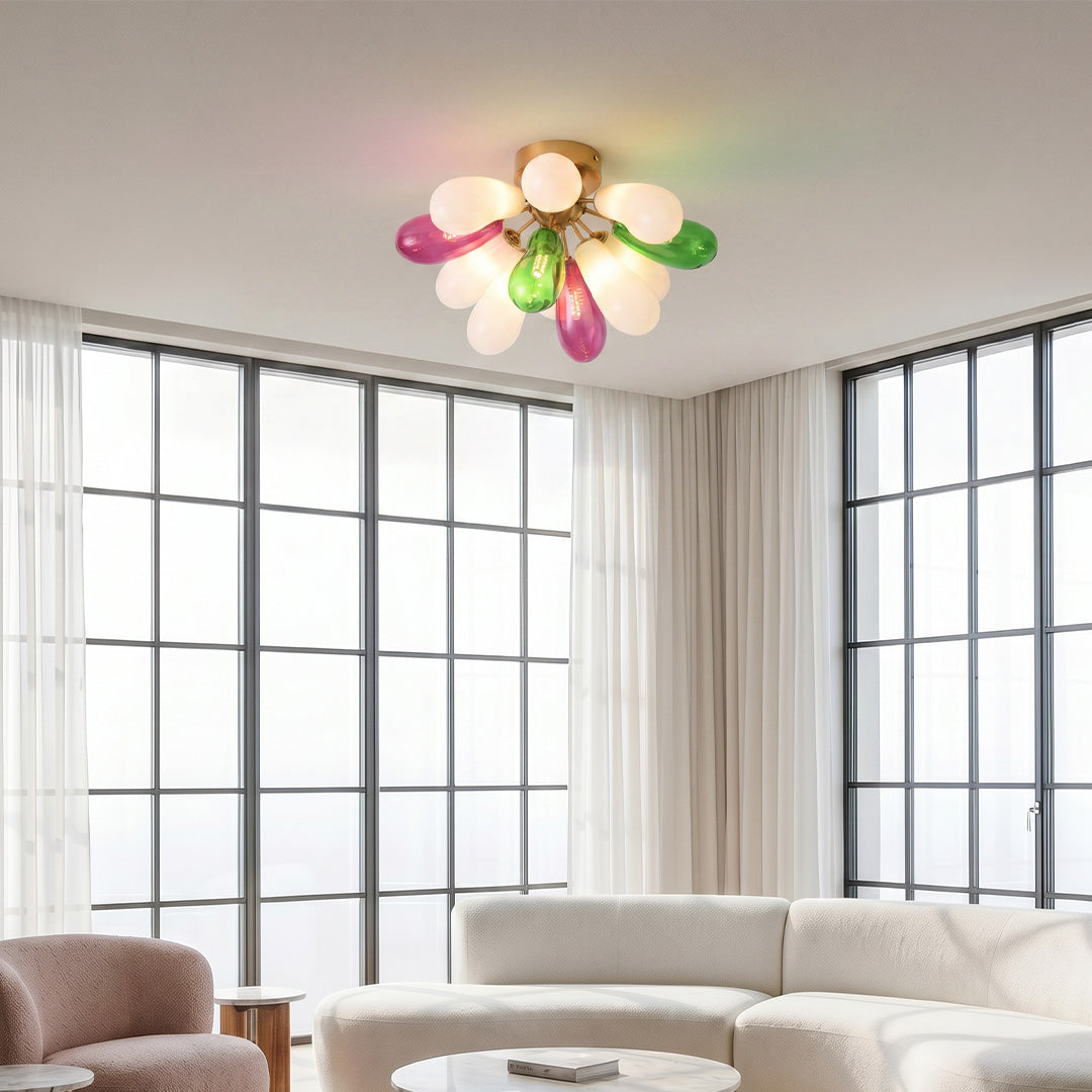 Flush Mount Stained Glass Light Fixtures Artistic Ceiling Light