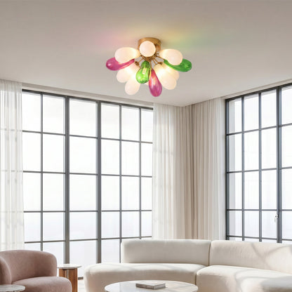 Flush Mount Stained Glass Light Fixtures Artistic Ceiling Light