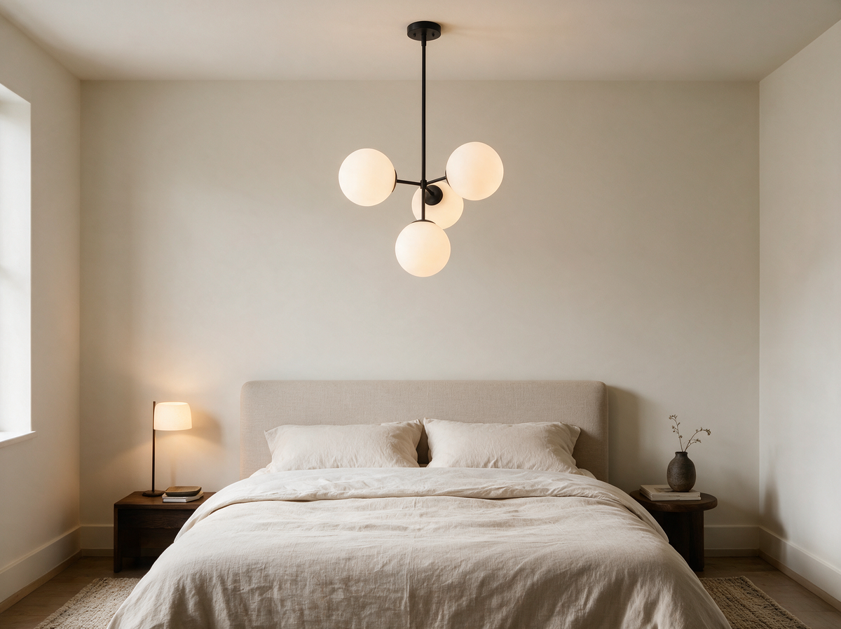 Glass Bubble Chandelier | Milky White Globe for Dining Room & Bedroom