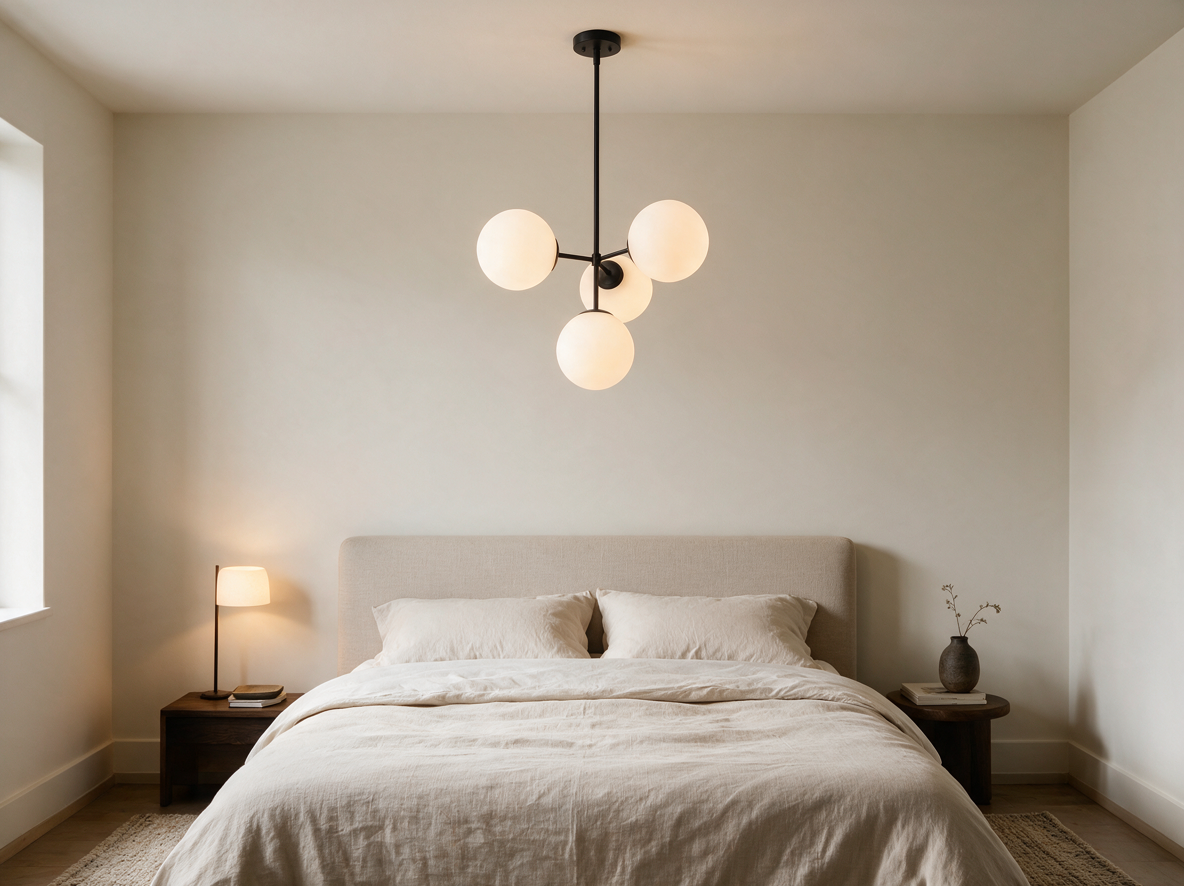 Glass Bubble Chandelier | Milky White Globe for Dining Room & Bedroom