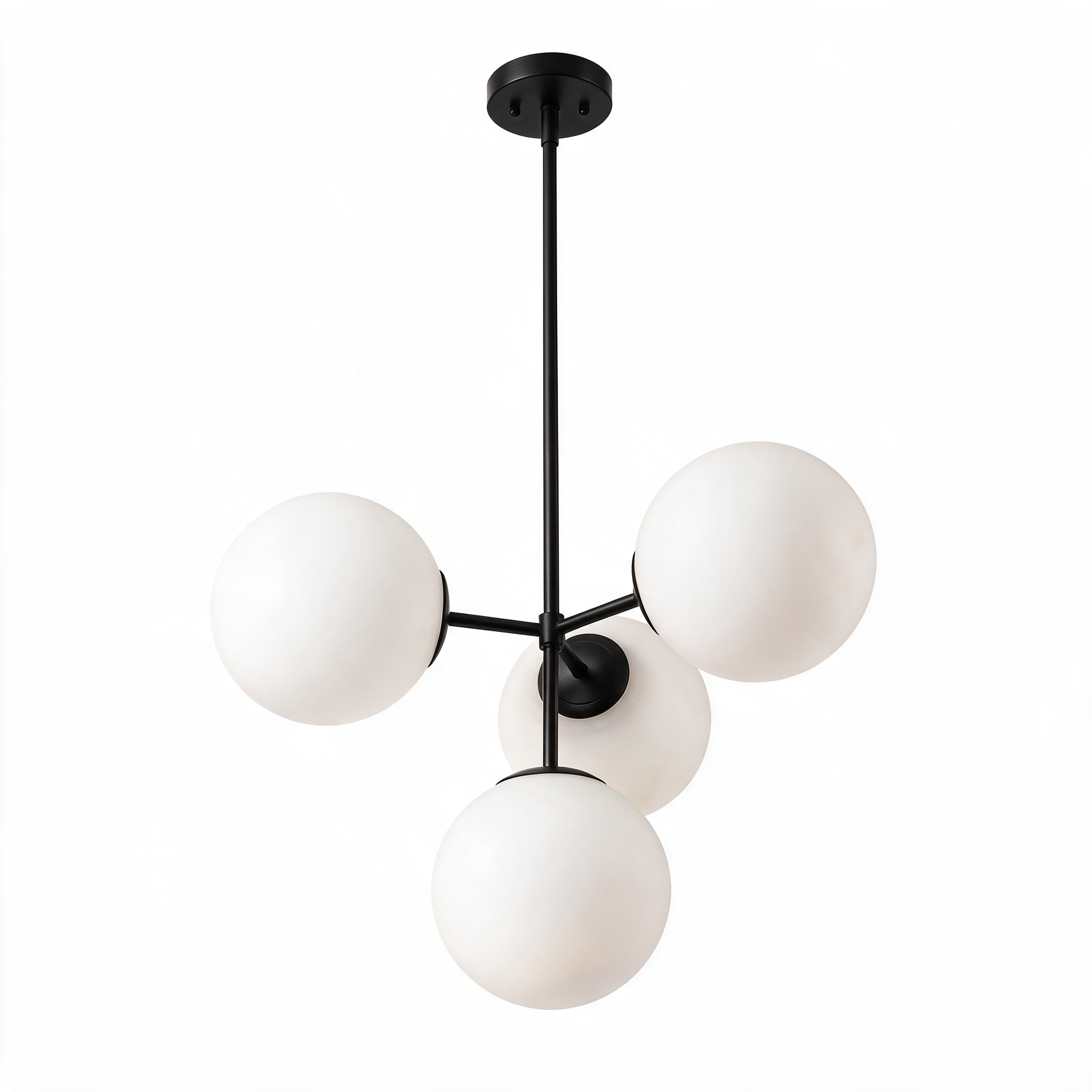 Glass Bubble Chandelier | Milky White Globe for Dining Room & Bedroom