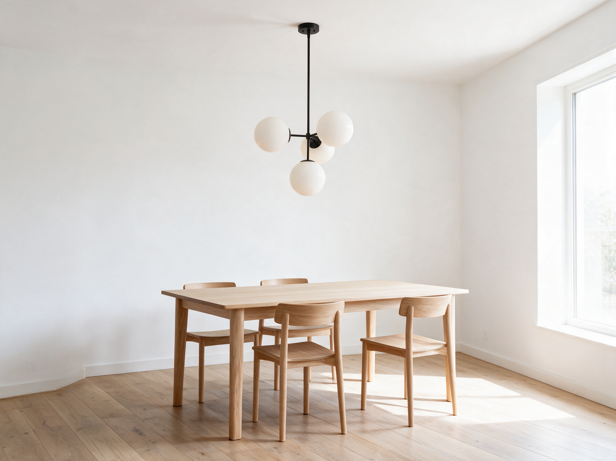 Glass Bubble Chandelier | Milky White Globe for Dining Room & Bedroom