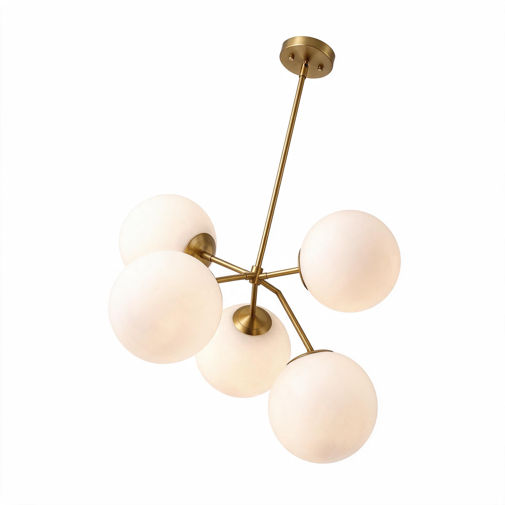 Glass Bubble Chandelier | Milky White Globe for Dining Room & Bedroom
