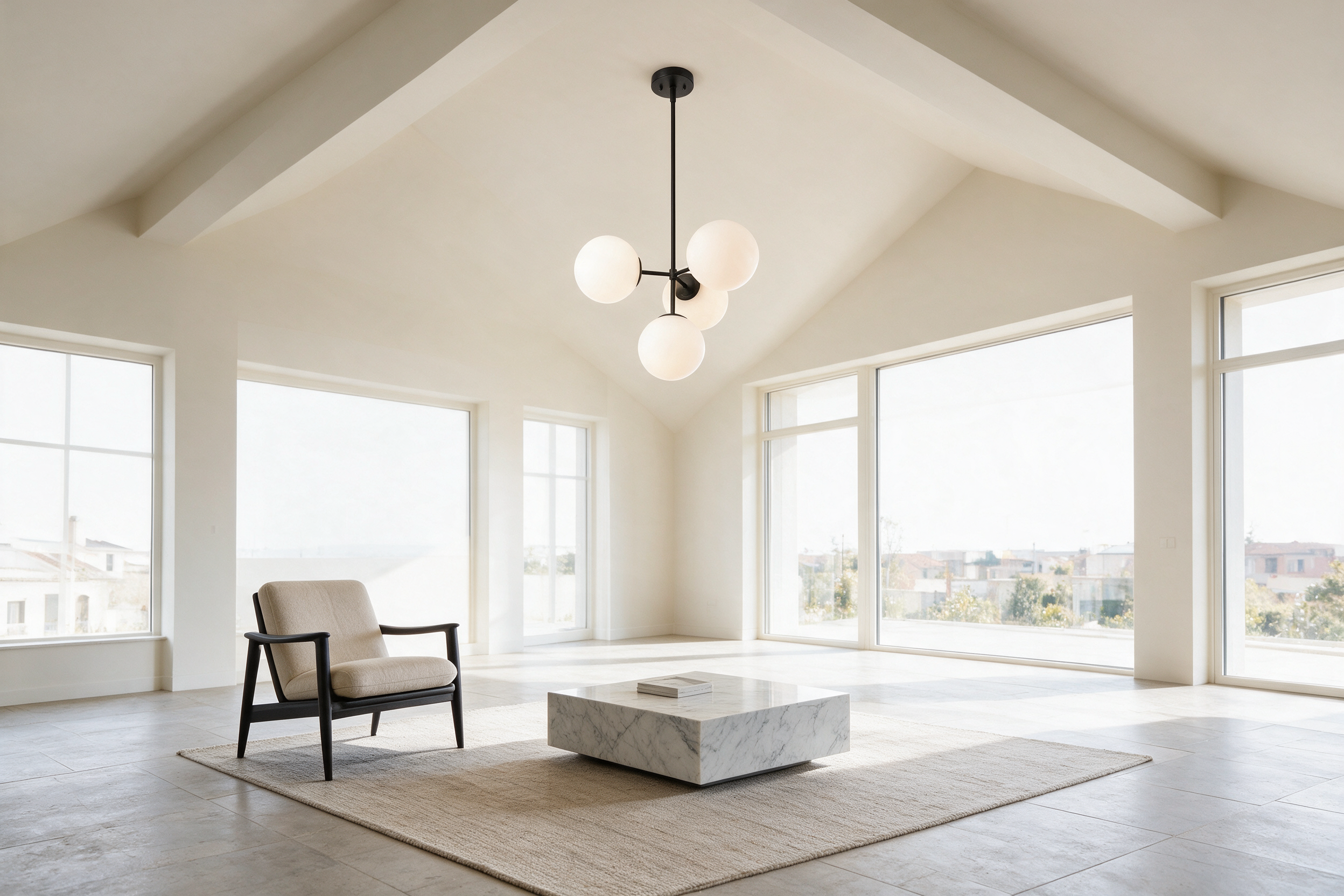 Modern Glass Bubble Chandelier for Dining Room & Bedroom | Nordic Milky White Globe Ceiling Light, Gold & Black, Wrought Iron