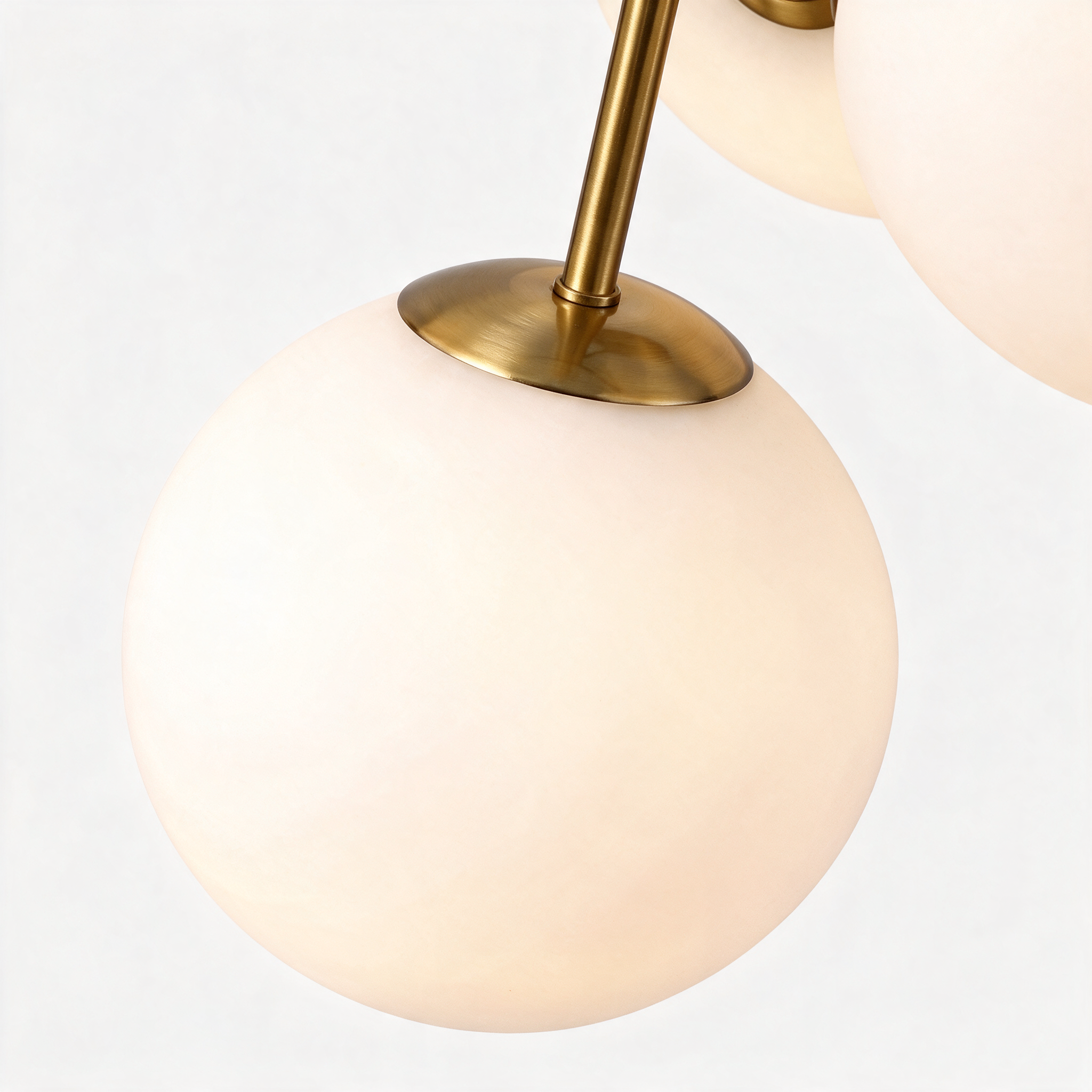 Modern Glass Bubble Chandelier for Dining Room & Bedroom | Nordic Milky White Globe Ceiling Light, Gold & Black, Wrought Iron