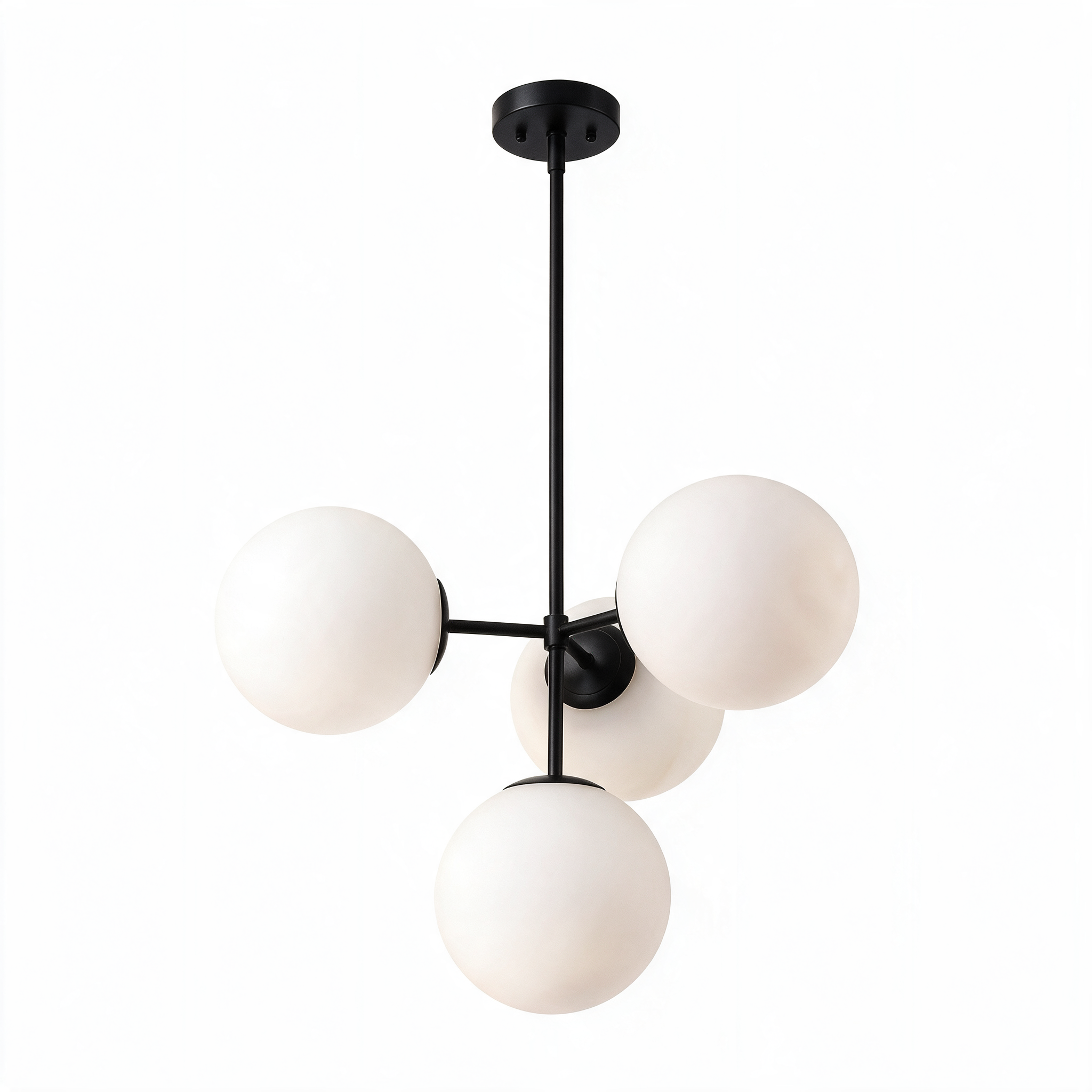 Designer Glass Bubble Chandelier for Elegant Dining Room & Living Room | Nordic Milky White Globe Light, Warm Ambient Glow