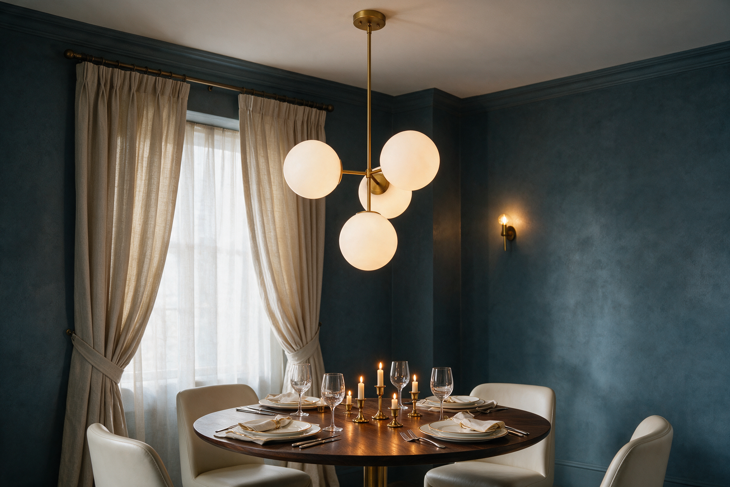 Designer Glass Bubble Chandelier for Elegant Dining Room & Living Room | Nordic Milky White Globe Light, Warm Ambient Glow