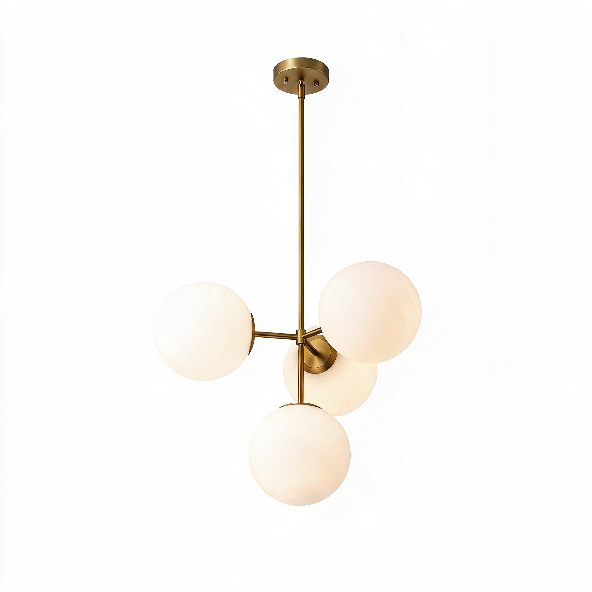 Designer Glass Bubble Chandelier for Elegant Dining Room & Living Room | Nordic Milky White Globe Light, Warm Ambient Glow