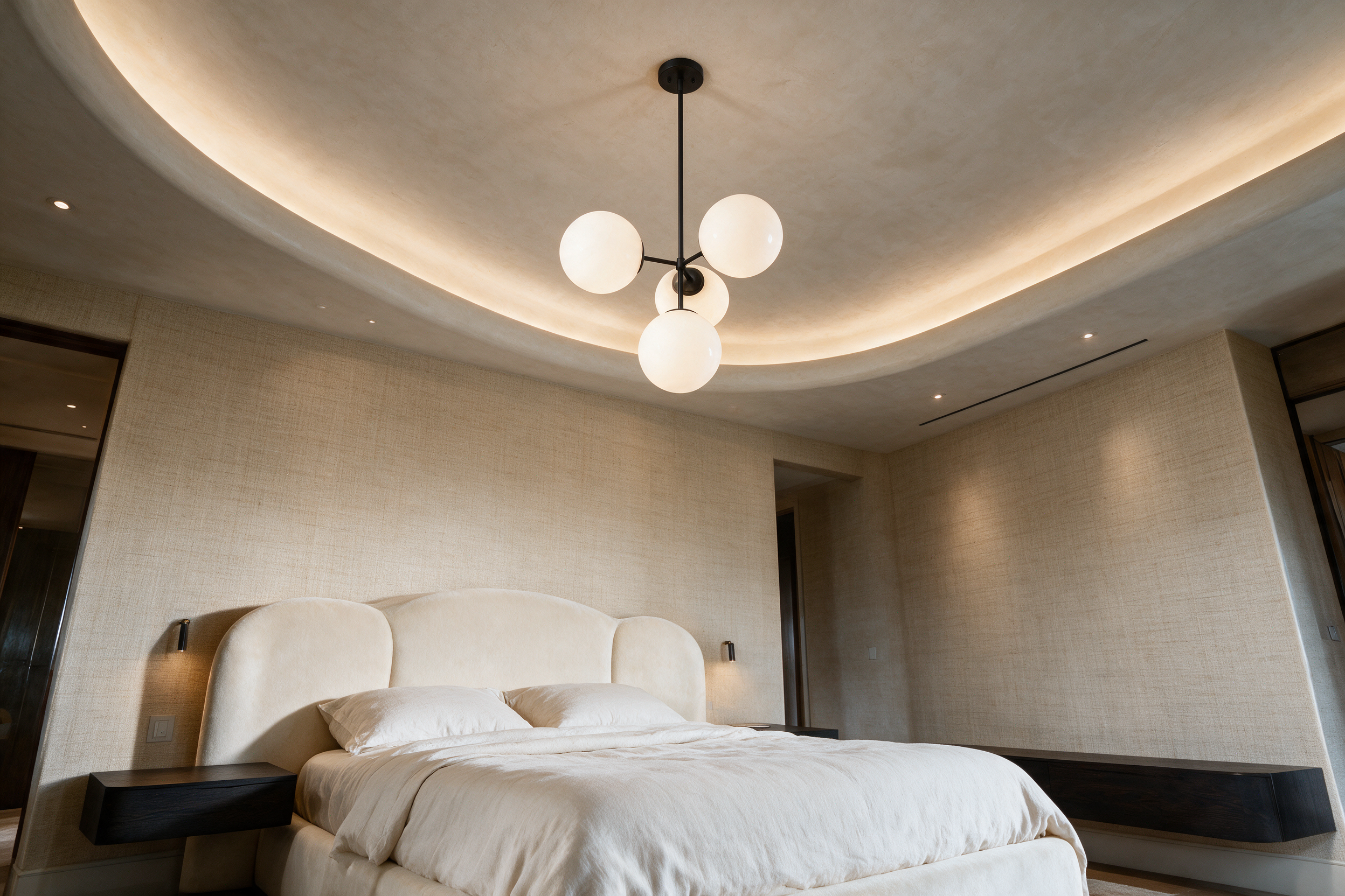Statement Glass Bubble Chandelier for Luxury Dining Room & Great Room | Nordic Milky White Globe Fixture, High Ceiling, Designer