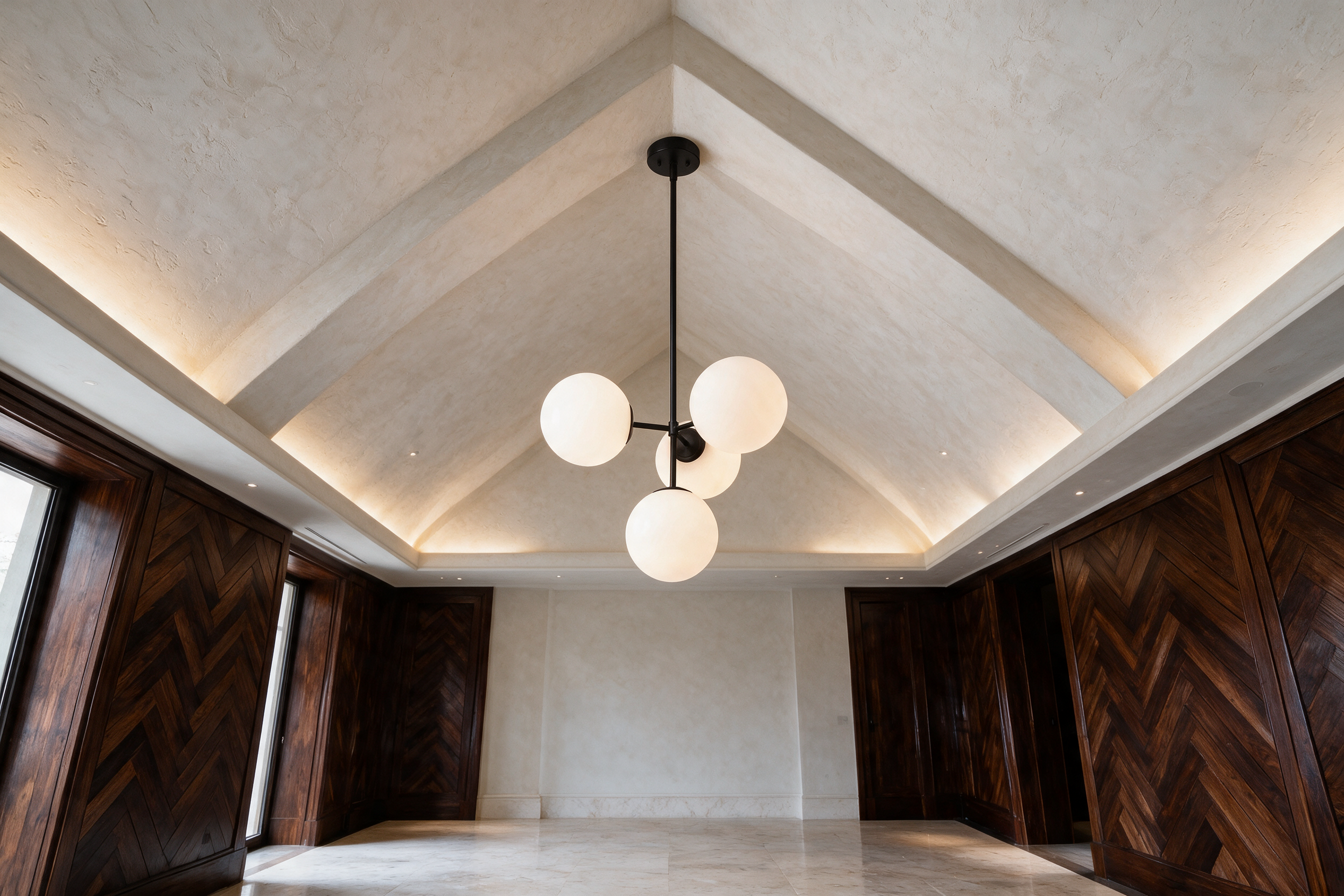 Statement Glass Bubble Chandelier for Luxury Dining Room & Great Room | Nordic Milky White Globe Fixture, High Ceiling, Designer
