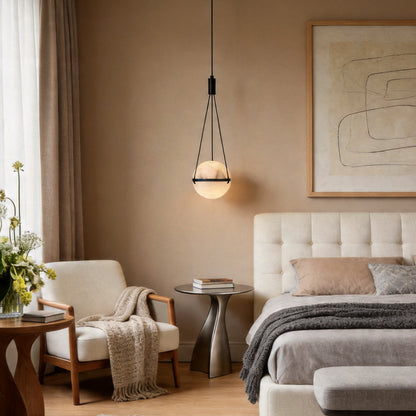 Globe Pendant Light Fixture Italian Style Marble Ceiling Light