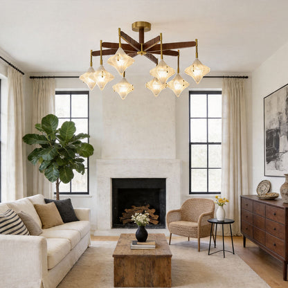 Vintage Gold Chandelier French Star Luxury Glass Ceiling Light