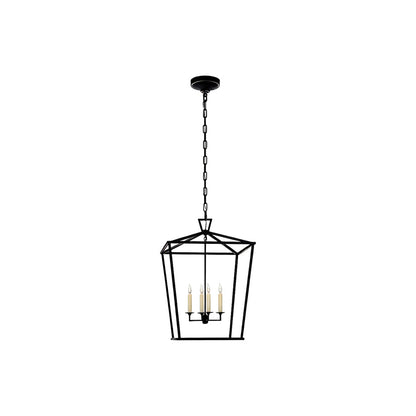 Gold Lantern Chandelier American Vintage Iron Ceiling Light