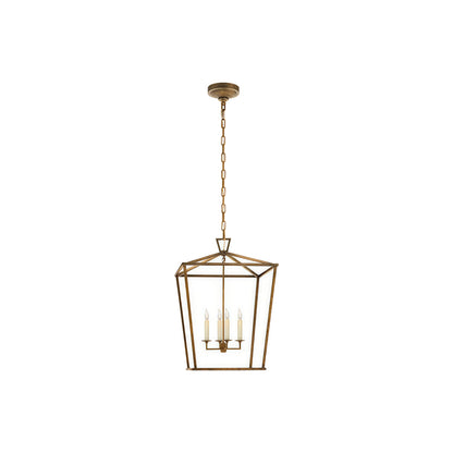 Gold Lantern Chandelier American Vintage Iron Ceiling Light
