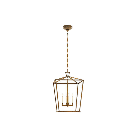 Gold Lantern Chandelier American Vintage Iron Ceiling Light