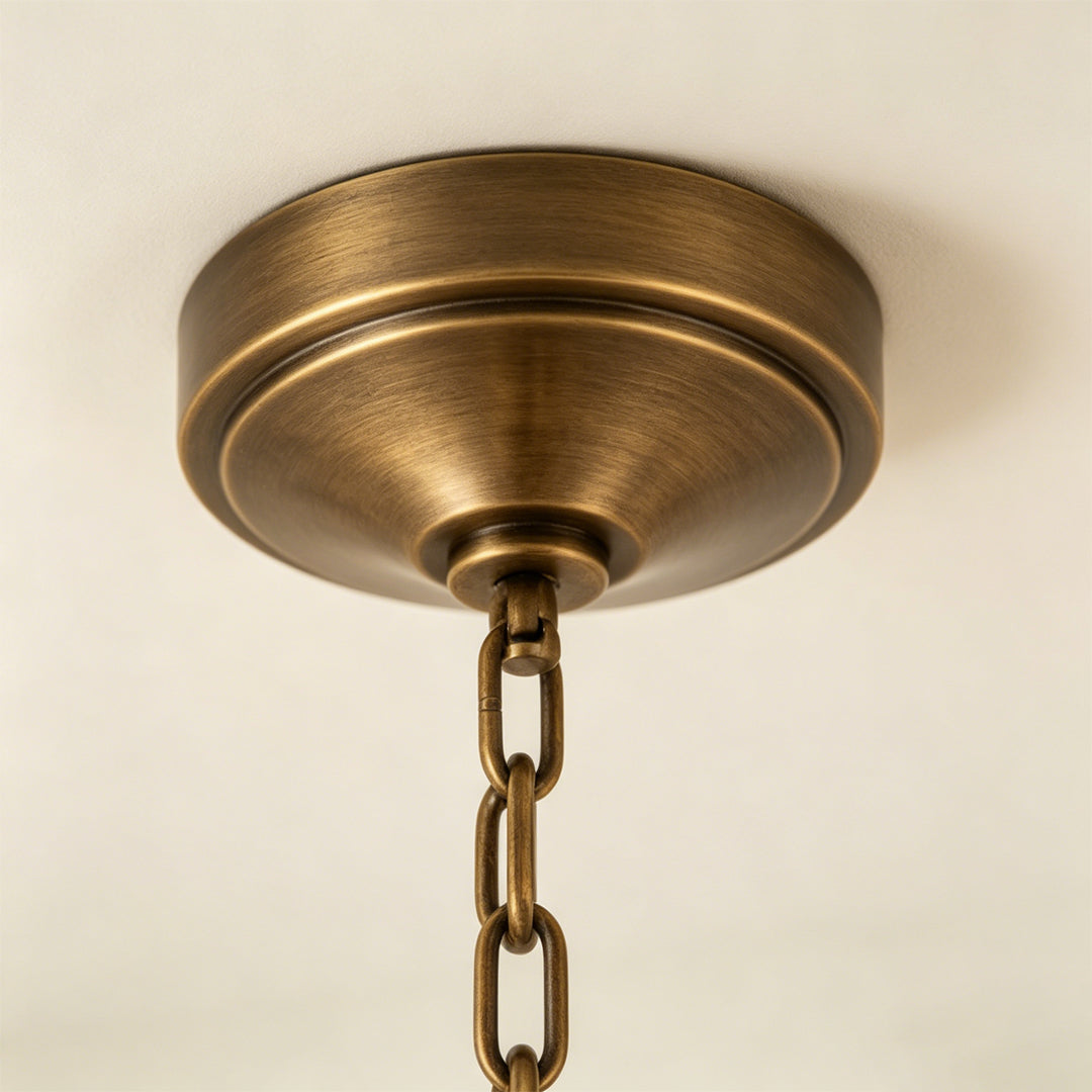 Gold Lantern Chandelier American Vintage Iron Ceiling Light
