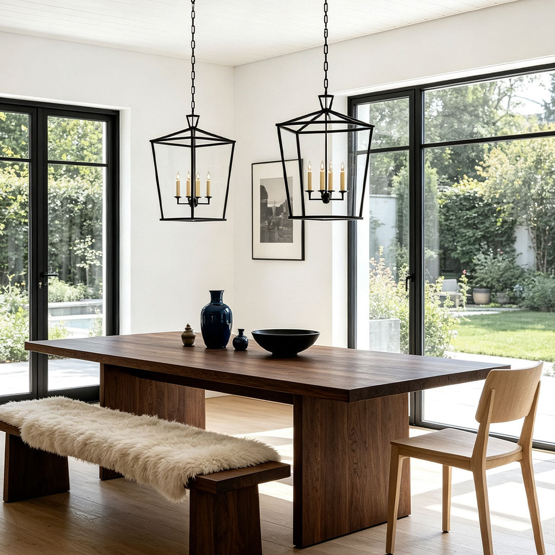 Gold Lantern Chandelier American Vintage Iron Ceiling Light