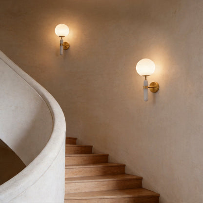 Gold Wall Sconce Lighting Modern Minimalist Marble Brass Lamp