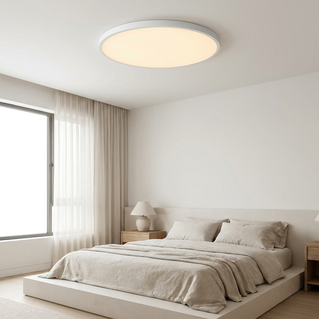 Flush mount LED ceiling light dimmable bedroom hallway – finish and material close-up