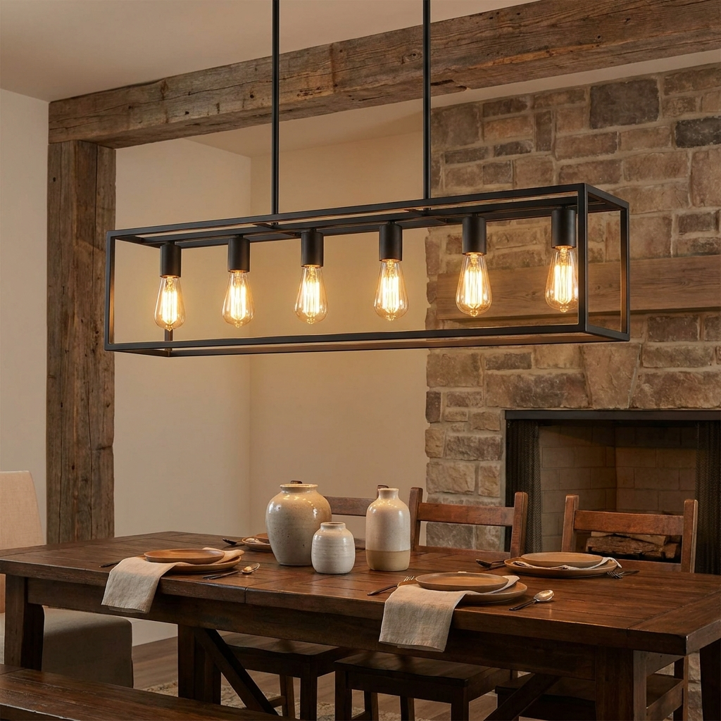 Farmhouse linear chandelier dining kitchen island 48 inch – scale and dimensions reference