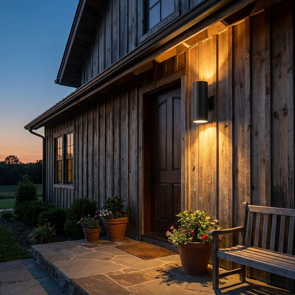 Farmhouse Up-Down Wall Sconce | Indoor Outdoor, Matte Black Iron, 2 Sizes, Porch & Hallway