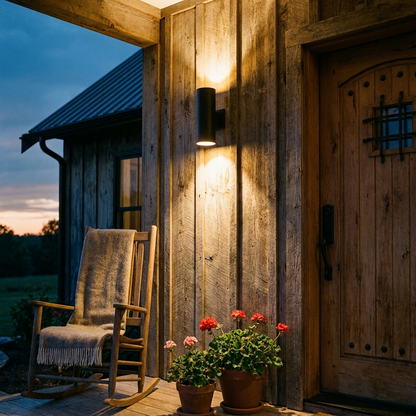 Farmhouse Up-Down Wall Sconce | Indoor Outdoor, Matte Black Iron, 2 Sizes, Porch & Hallway