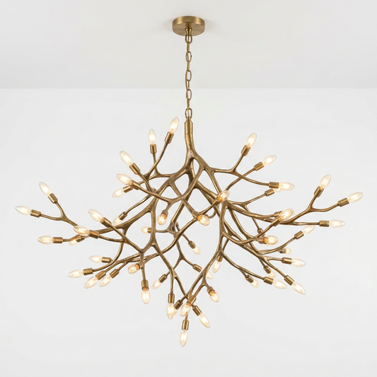 Sculptural Branch Chandelier for Living Room & Dining Room | Modern Brass Organic Ceiling Light