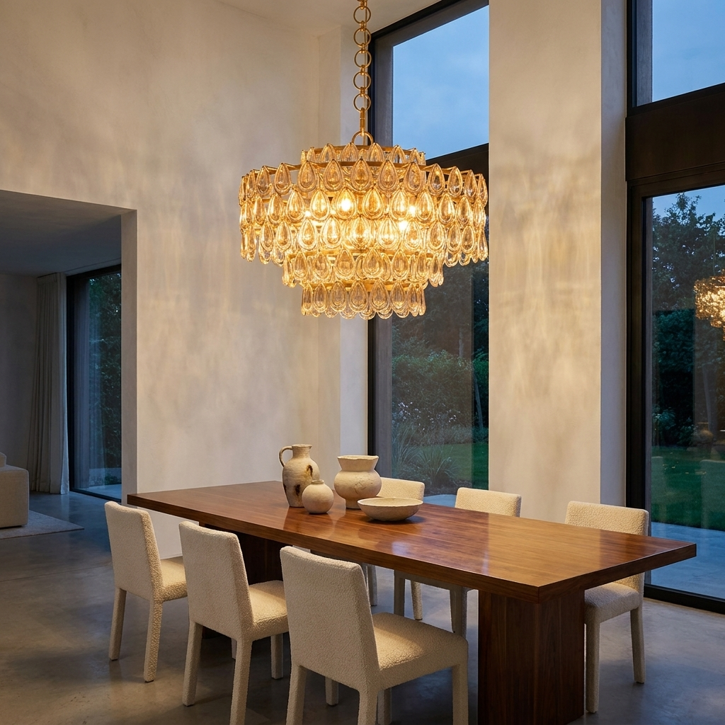 Large Round Crystal Chandelier lifestyle 1