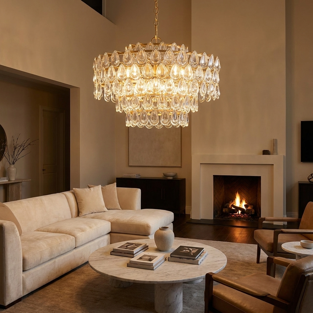 Large Round Crystal Chandelier lifestyle 2