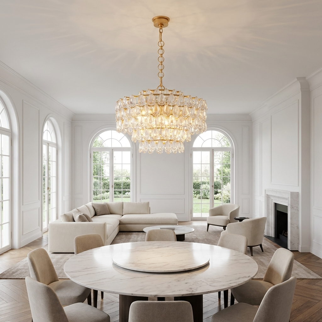 Large Round Crystal Chandelier lifestyle 3